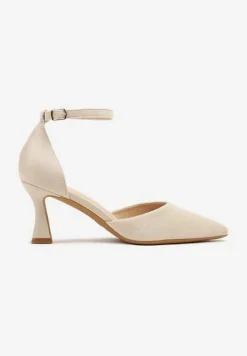 Beżowe Czółenka Vices z Ekozamszu na Klepsydrowym Obcasie Ezrival