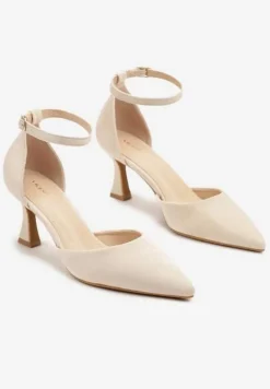 Beżowe Czółenka Vices z Ekozamszu na Klepsydrowym Obcasie Ezrival