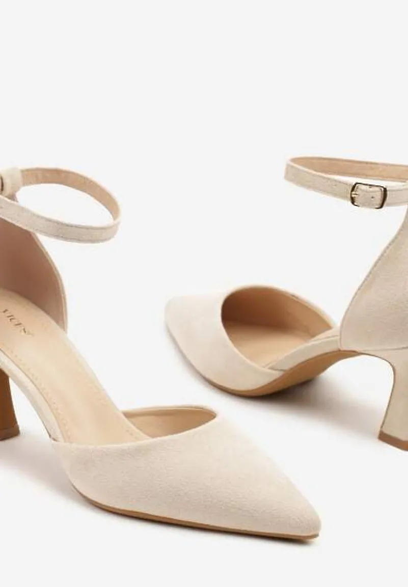 Beżowe Czółenka Vices z Ekozamszu na Klepsydrowym Obcasie Ezrival