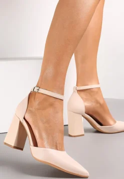 Beżowe Czółenka ze Szpiczastym Noskiem na Słupku Adanya