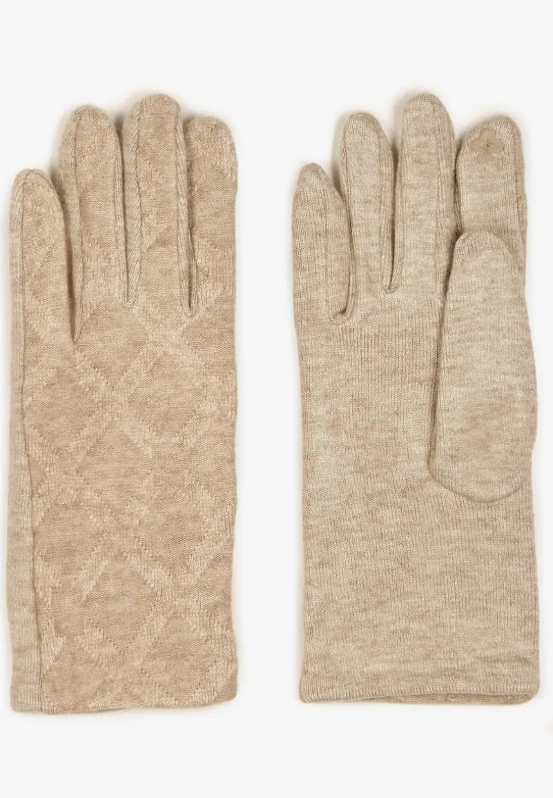 Beżowe Dzianinowe Casualowe Rękawiczki z Bawełną Zinnithoa