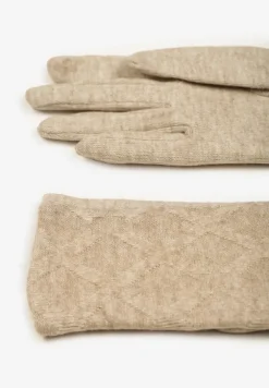 Beżowe Dzianinowe Casualowe Rękawiczki z Bawełną Zinnithoa