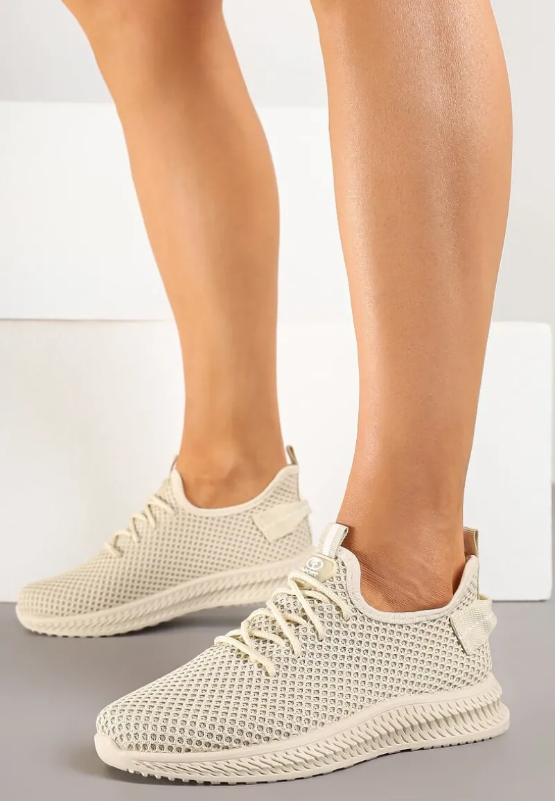 Beżowe Elastyczne Buty Sportowe Sneakersy Nuriane