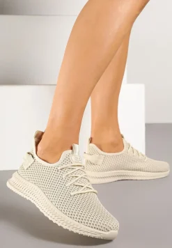 Beżowe Elastyczne Buty Sportowe Sneakersy Nuriane