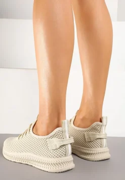 Beżowe Elastyczne Buty Sportowe Sneakersy Nuriane