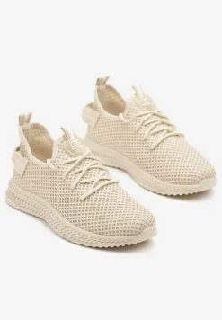 Beżowe Elastyczne Buty Sportowe Sneakersy Nuriane