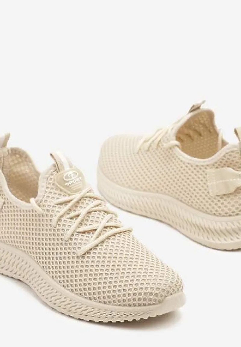 Beżowe Elastyczne Buty Sportowe Sneakersy Nuriane