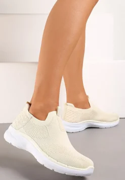 Beżowe Elastyczne Buty Sportowe przed Kostkę Eowinnes