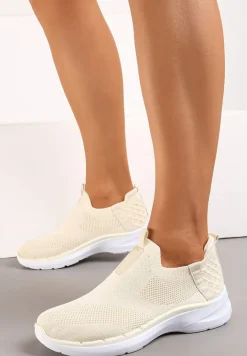 Beżowe Elastyczne Buty Sportowe przed Kostkę Eowinnes