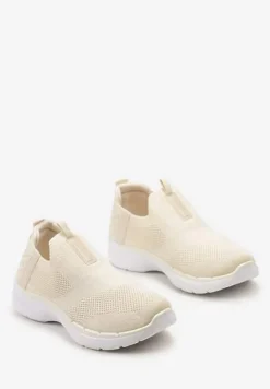 Beżowe Elastyczne Buty Sportowe przed Kostkę Eowinnes