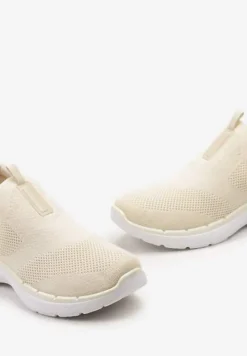 Beżowe Elastyczne Buty Sportowe przed Kostkę Eowinnes