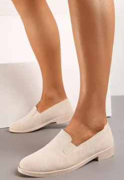 Beżowe Eleganckie Mokasyny z Ekozamszu Wiallara