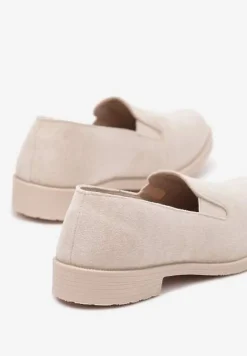 Beżowe Eleganckie Mokasyny z Ekozamszu Wiallara