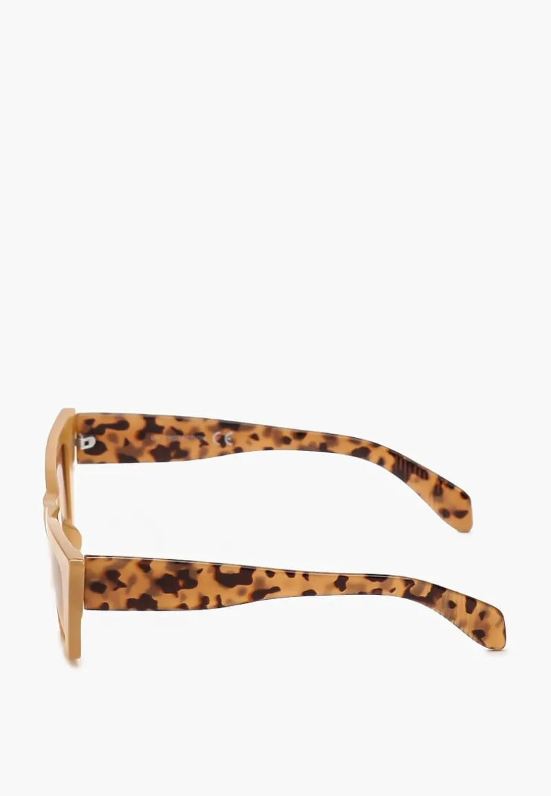 Beżowe Eleganckie Okulary Przeciwsłoneczne Cat Eye Firsa