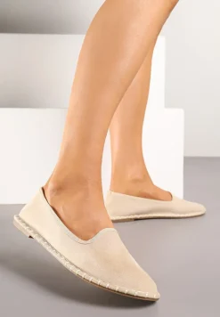 Beżowe Espadryle Balerinki z Przeszyciami Firalissea