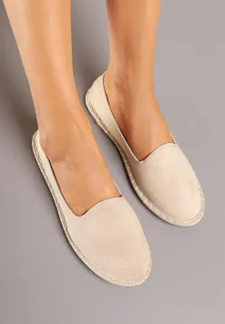 Beżowe Espadryle Balerinki z Przeszyciami Firalissea