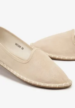 Beżowe Espadryle Balerinki z Przeszyciami Firalissea