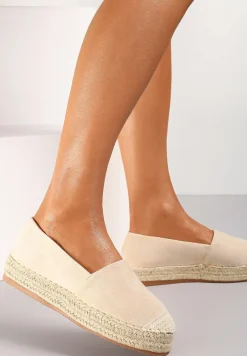 Beżowe Espadryle na Plecionej Podeszwie Sirelora