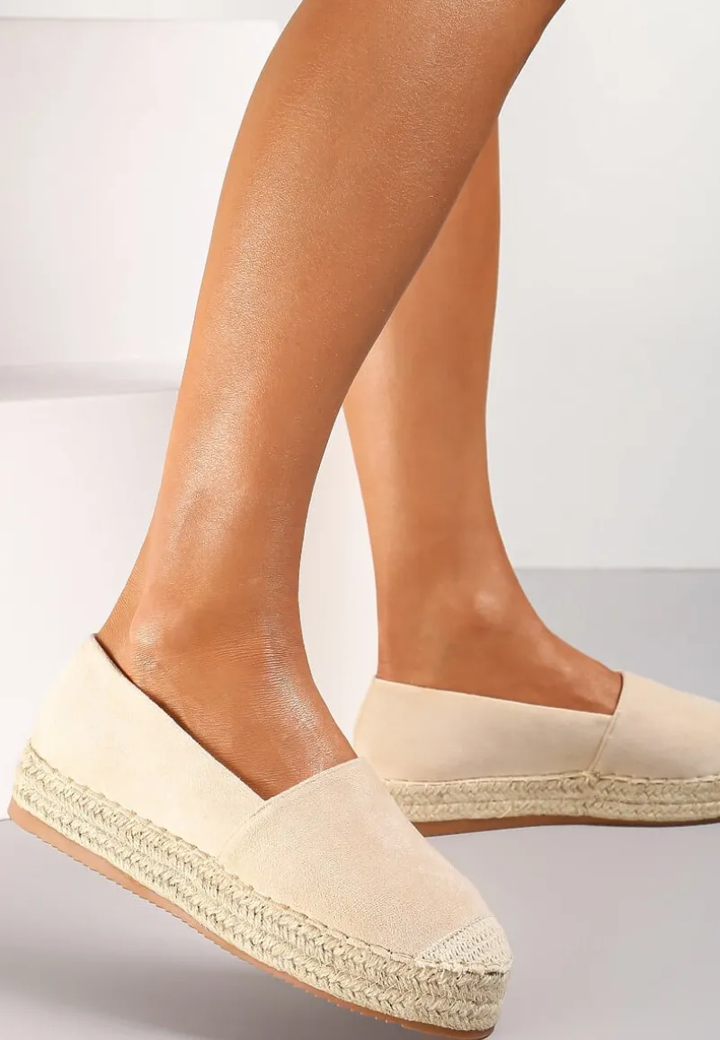 Beżowe Espadryle na Plecionej Podeszwie Sirelora