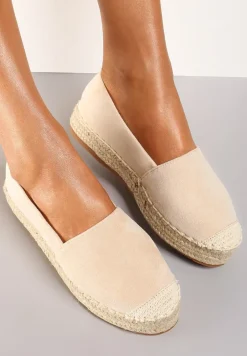 Beżowe Espadryle na Plecionej Podeszwie Sirelora