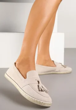 Beżowe Espadryle Ozdobione Frędzlami na Nosku Wanelis