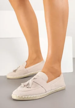 Beżowe Espadryle Ozdobione Frędzlami na Nosku Wanelis