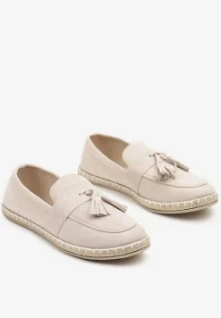 Beżowe Espadryle Ozdobione Frędzlami na Nosku Wanelis