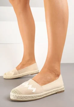 Beżowe Espadryle Ozdobione Zygzakami i Plecionym Sznurkiem Sdivisa