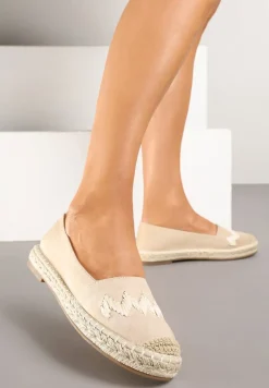 Beżowe Espadryle Ozdobione Zygzakami i Plecionym Sznurkiem Sdivisa