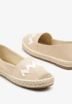 Beżowe Espadryle Ozdobione Zygzakami i Plecionym Sznurkiem Sdivisa