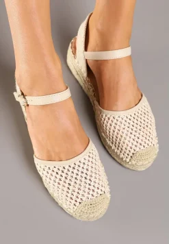Beżowe Espadryle Siateczkowe na Podeszwie z Plecionki Alianara