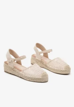 Beżowe Espadryle Siateczkowe na Podeszwie z Plecionki Alianara