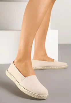 Beżowe Espadryle Vices na Podeszwie Zdobionej Plecionką Sesoriela