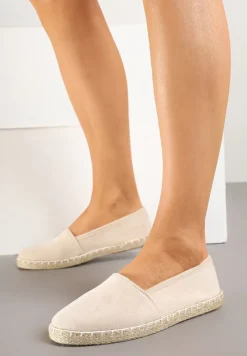 Beżowe Espadryle Vices na Podeszwie Zdobionej Plecionką Sesoriela