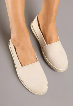 Beżowe Espadryle Vices na Podeszwie Zdobionej Plecionką Sesoriela