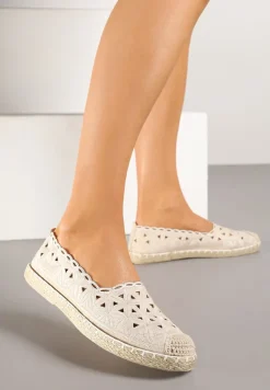 Beżowe Espadryle Vices z Ażurową Cholewką i Plecionym Sznurkiem Arivoni