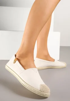 Beżowe Espadryle z Elastyczną Wstawką Zdobione Plecionką Kinellis
