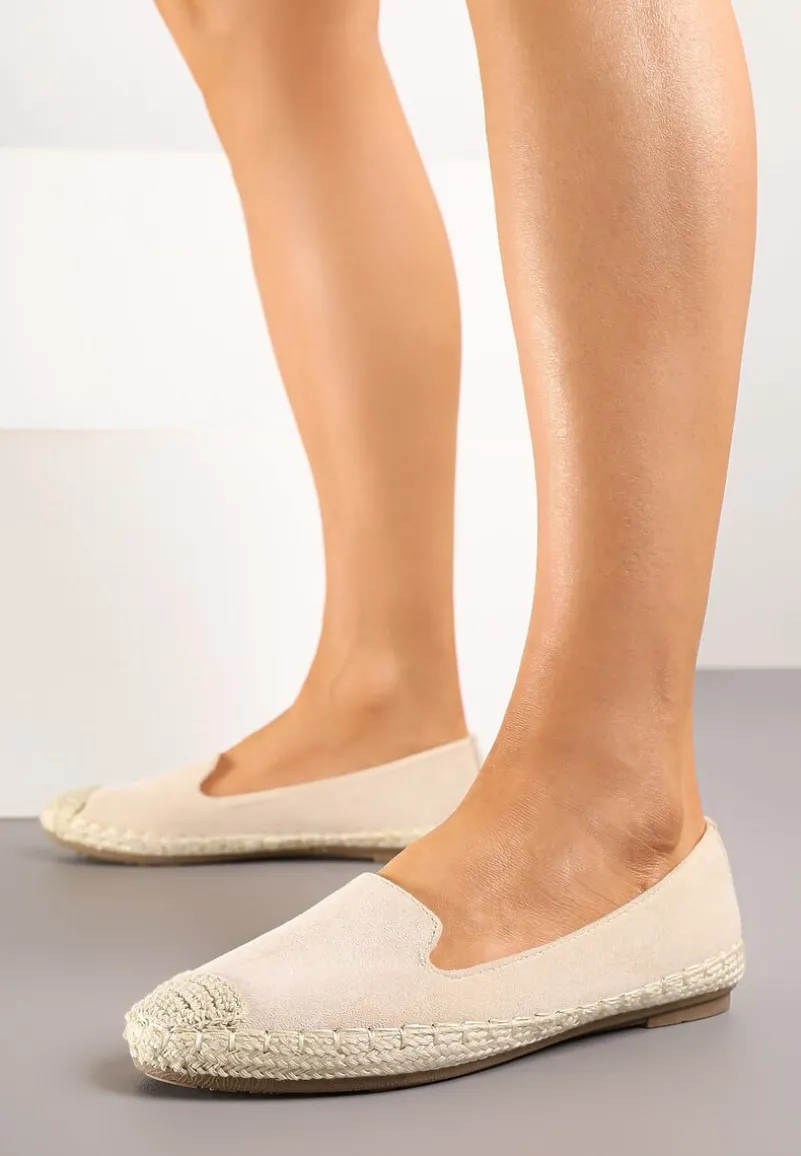 Beżowe Espadryle z Motywem Plecionki Ralomea