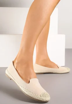 Beżowe Espadryle z Motywem Plecionki Ralomea