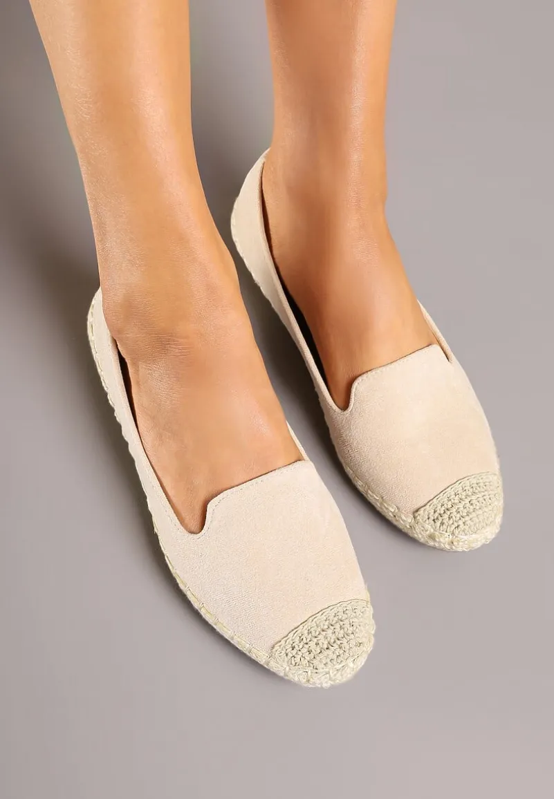 Beżowe Espadryle z Motywem Plecionki Ralomea