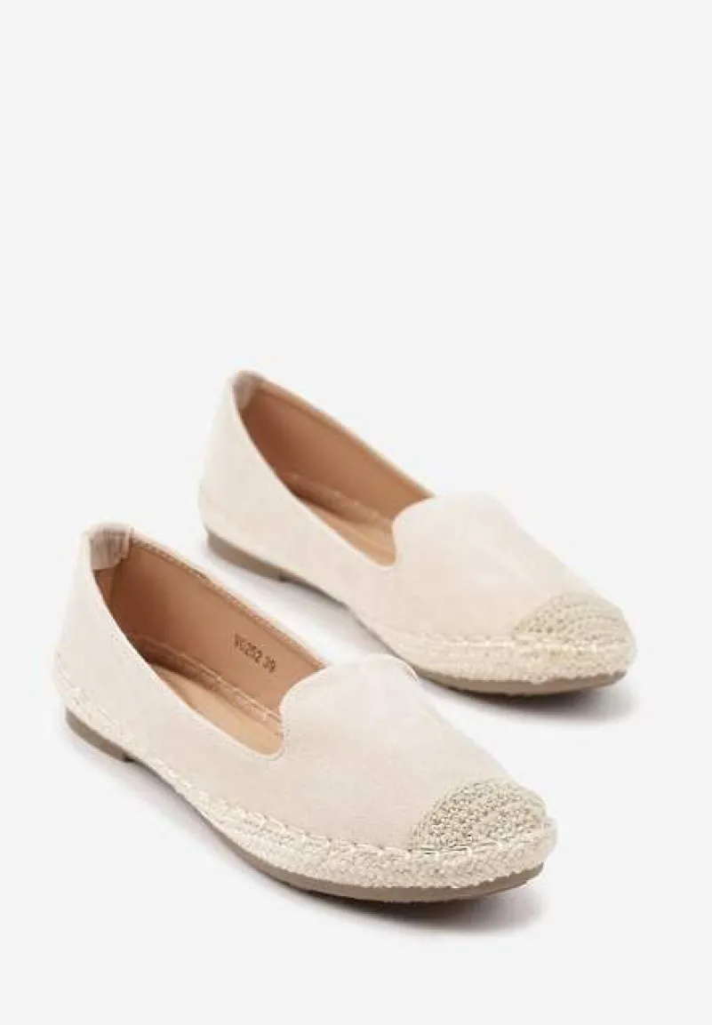 Beżowe Espadryle z Motywem Plecionki Ralomea