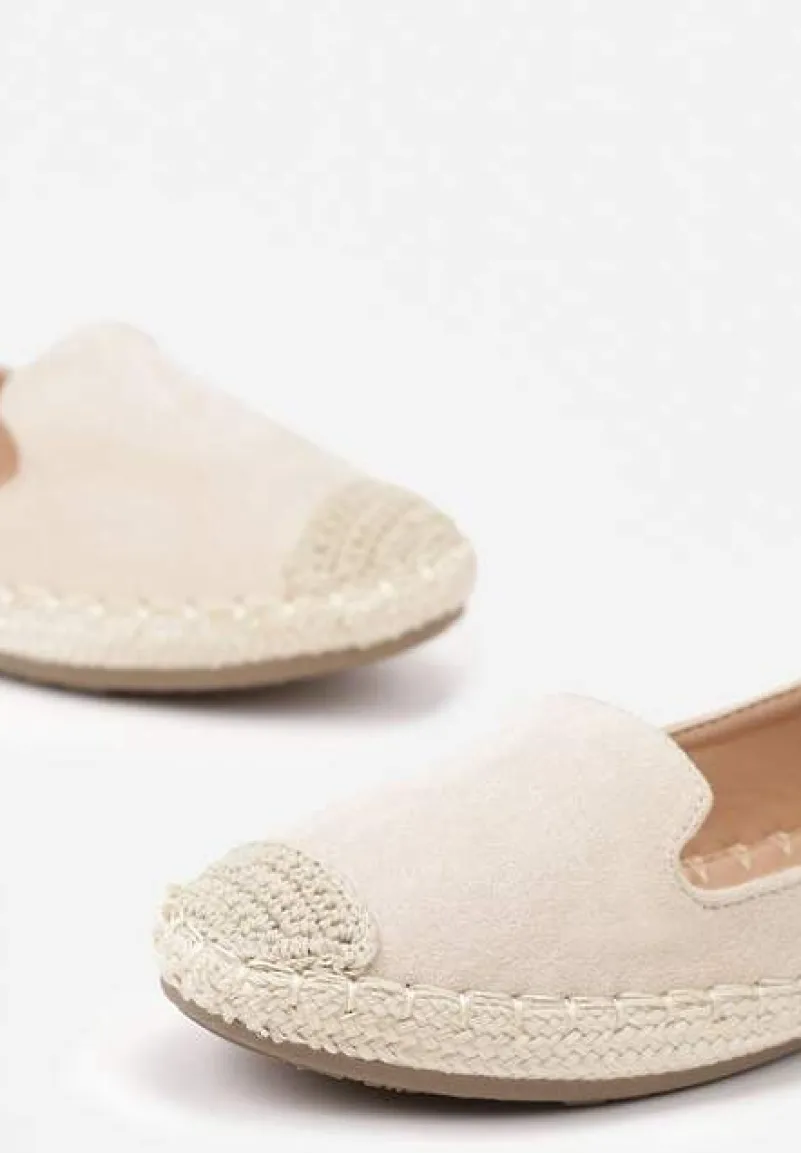 Beżowe Espadryle z Motywem Plecionki Ralomea