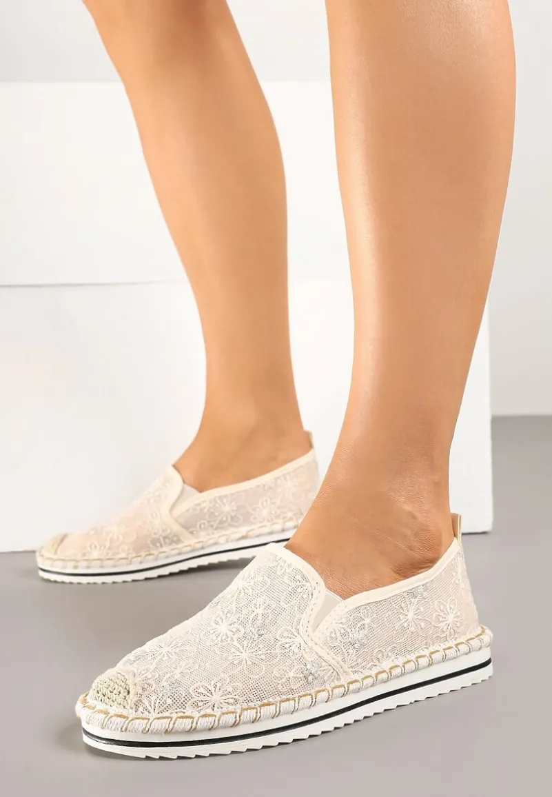 Beżowe Espadryle z Ozdobną Plecionką Eranoria