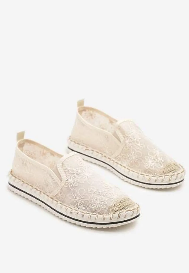 Beżowe Espadryle z Ozdobną Plecionką Eranoria