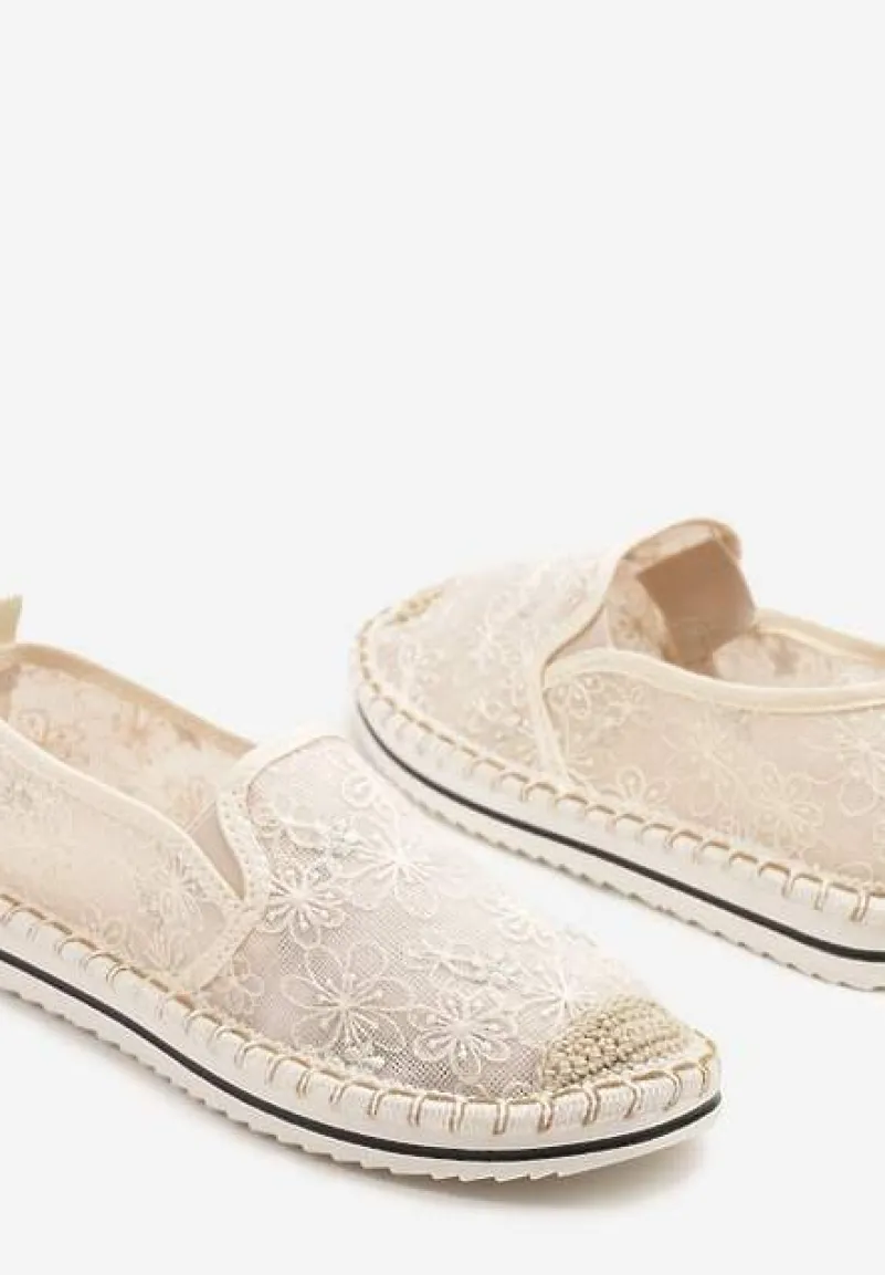 Beżowe Espadryle z Ozdobną Plecionką Eranoria