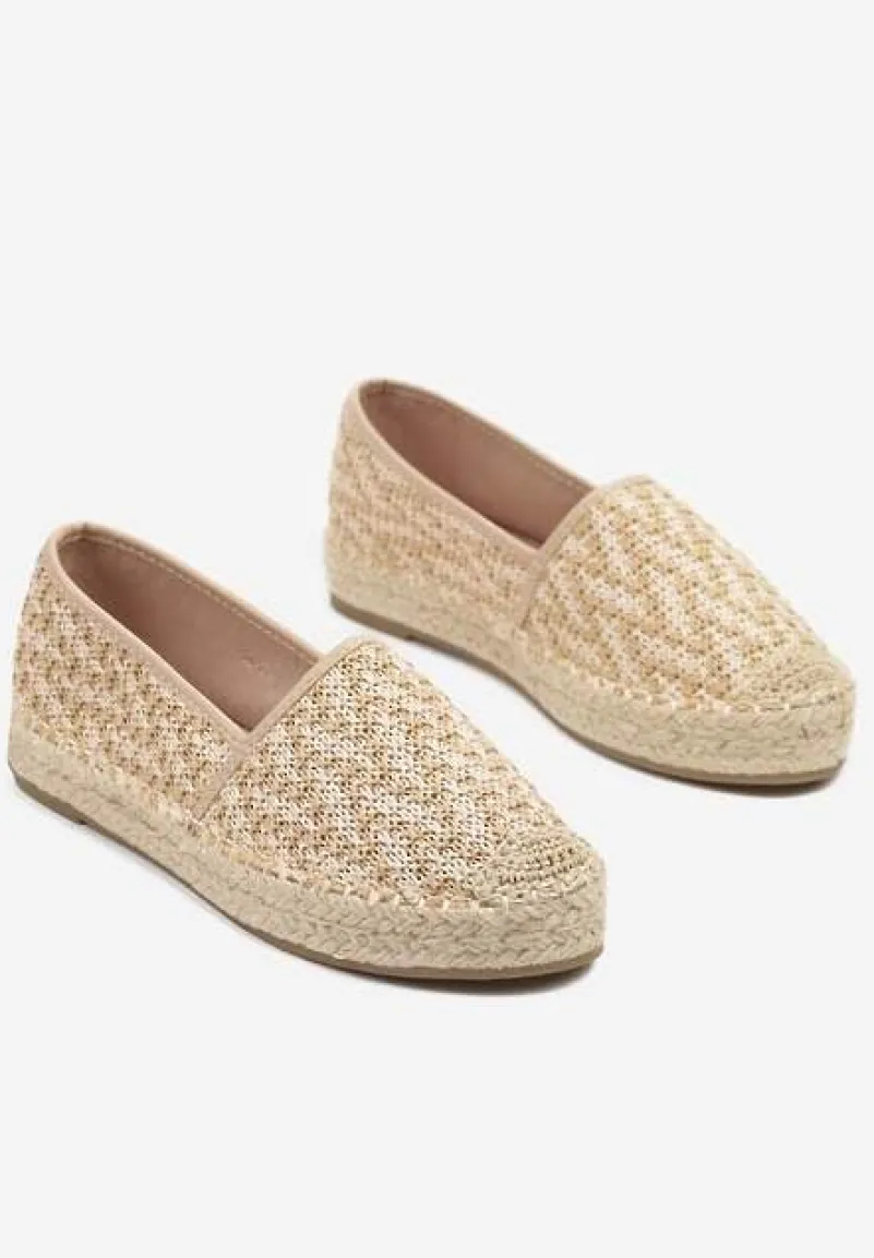 Beżowe Espadryle z Plecionym Sznurkiem Nimiorra