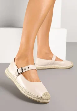 Beżowe Espadryle z Plecionką i Paskiem Galvesis