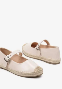 Beżowe Espadryle z Plecionką i Paskiem Galvesis