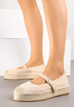 Beżowe Espadryle z Plecionką i Paskiem Fevolise