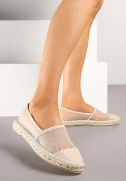 Beżowe Espadryle z Siateczki na Plecionej Podeszwie Folirelin